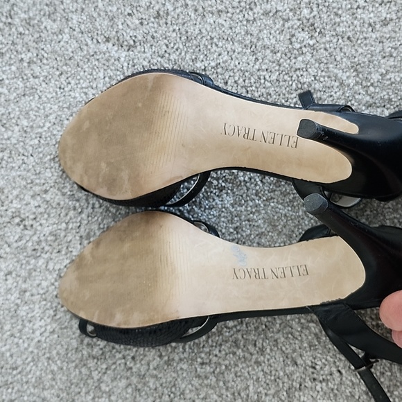 VGUC Ellen Tracy Strappy Heeled Sandals, Black - Picture 3 of 5